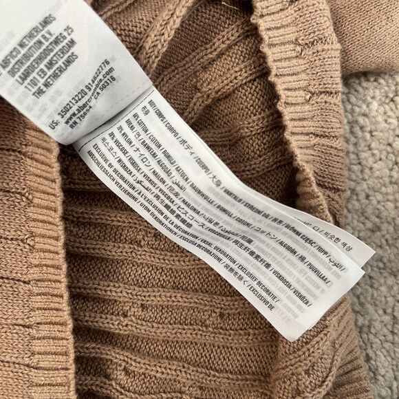 Hollister Babydoll Sweater Top Womens XL Tan Cable Knit Square Neck Y2K Preppy - Picture 3 of 7